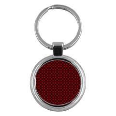 Diagonal Red Plaids Key Chain (round) by ConteMonfrey