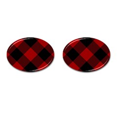 Black And Dark Red Plaids Cufflinks (oval) by ConteMonfrey