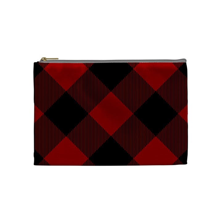 Black and dark red plaids Cosmetic Bag (Medium)