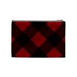 Black and dark red plaids Cosmetic Bag (Medium) Back