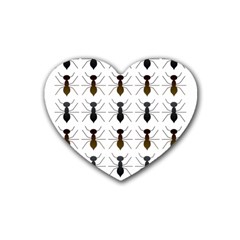 Ants Insect Pattern Cartoon Ant Animal Rubber Heart Coaster (4 Pack) by Ravend