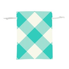 Blue Turquoise Diagonal Plaids Lightweight Drawstring Pouch (s) by ConteMonfrey