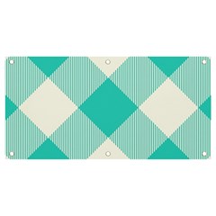 Blue Turquoise Diagonal Plaids Banner And Sign 4  X 2  by ConteMonfrey