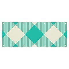 Blue Turquoise Diagonal Plaids Banner And Sign 8  X 3  by ConteMonfrey