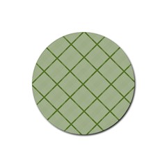 Discreet Green Plaids Rubber Round Coaster (4 Pack) by ConteMonfrey