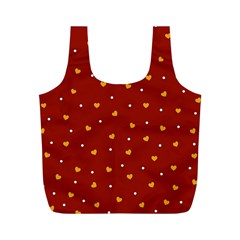 Red Yellow Love Heart Valentine Full Print Recycle Bag (m)