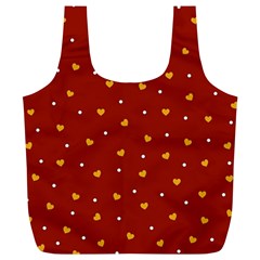 Red Yellow Love Heart Valentine Full Print Recycle Bag (xl) by Ravend