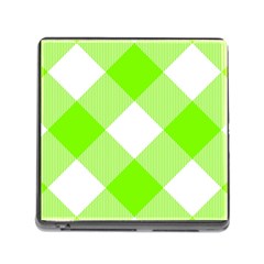 Neon Green And White Plaids Memory Card Reader (square 5 Slot) by ConteMonfrey