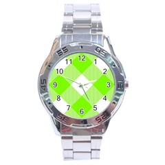 Neon Green And White Plaids Stainless Steel Analogue Watch by ConteMonfrey