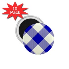 Blue And White Diagonal Plaids 1 75  Magnets (10 Pack)  by ConteMonfrey