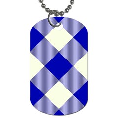 Blue And White Diagonal Plaids Dog Tag (two Sides) by ConteMonfrey