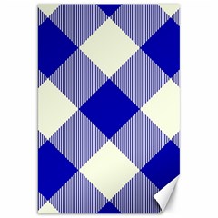 Blue And White Diagonal Plaids Canvas 20  X 30  by ConteMonfrey