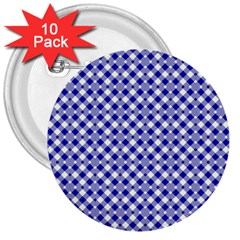 Blue Small Diagonal Plaids   3  Buttons (10 Pack) 