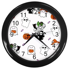 Halloween Jack O Lantern Vector Wall Clock (black)