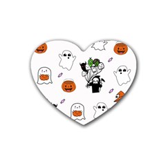 Halloween Jack O Lantern Vector Rubber Heart Coaster (4 Pack)