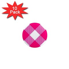 Pink And White Diagonal Plaids 1  Mini Magnet (10 Pack)  by ConteMonfrey