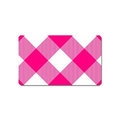 Pink And White Diagonal Plaids Magnet (name Card) by ConteMonfrey