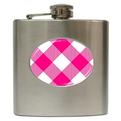 Pink And White Diagonal Plaids Hip Flask (6 Oz) by ConteMonfrey