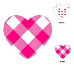Pink And White Diagonal Plaids Playing Cards Single Design (heart) by ConteMonfrey