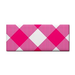 Pink And White Diagonal Plaids Hand Towel by ConteMonfrey