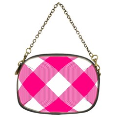 Pink And White Diagonal Plaids Chain Purse (one Side) by ConteMonfrey