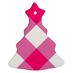 Pink And White Diagonal Plaids Christmas Tree Ornament (two Sides) by ConteMonfrey