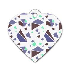 Seamless Pattern Geometric Texture Dog Tag Heart (one Side)