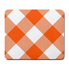 Orange And White Diagonal Plaids Large Mousepad by ConteMonfrey