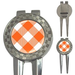 Orange And White Diagonal Plaids 3-in-1 Golf Divots by ConteMonfrey