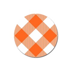 Orange And White Diagonal Plaids Magnet 3  (round) by ConteMonfrey