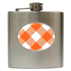 Orange And White Diagonal Plaids Hip Flask (6 Oz) by ConteMonfrey