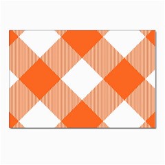 Orange And White Diagonal Plaids Postcards 5  X 7  (pkg Of 10) by ConteMonfrey