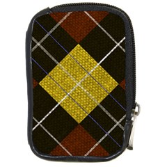 Modern Yellow golden Plaid Compact Camera Leather Case