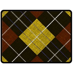 Modern Yellow Golden Plaid Fleece Blanket (large)  by ConteMonfrey