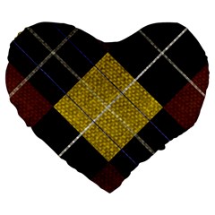 Modern Yellow golden Plaid Large 19  Premium Flano Heart Shape Cushions