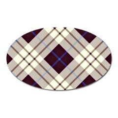 Blue, Purple And White Diagonal Plaids Oval Magnet by ConteMonfrey