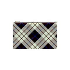 Blue, Purple And White Diagonal Plaids Cosmetic Bag (small) by ConteMonfrey