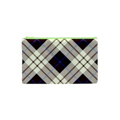 Blue, Purple And White Diagonal Plaids Cosmetic Bag (xs) by ConteMonfrey
