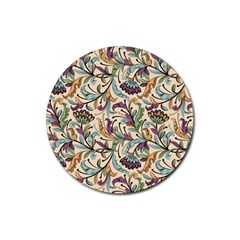 Wallpaper Floral Pattern Rubber Round Coaster (4 Pack)