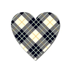 Black, Yellow And White Diagonal Plaids Heart Magnet by ConteMonfrey