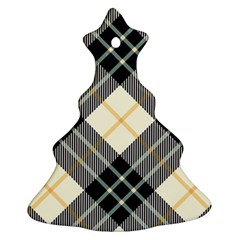 Black, Yellow And White Diagonal Plaids Christmas Tree Ornament (two Sides) by ConteMonfrey