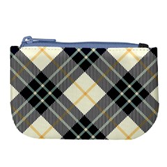 Black, Yellow And White Diagonal Plaids Large Coin Purse by ConteMonfrey