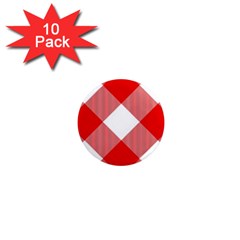 Red And White Diagonal Plaids 1  Mini Magnet (10 Pack)  by ConteMonfrey
