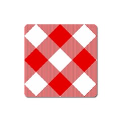 Red And White Diagonal Plaids Square Magnet by ConteMonfrey