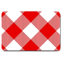 Red And White Diagonal Plaids Large Doormat by ConteMonfrey