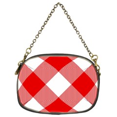 Red And White Diagonal Plaids Chain Purse (two Sides) by ConteMonfrey