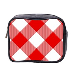 Red And White Diagonal Plaids Mini Toiletries Bag (two Sides) by ConteMonfrey