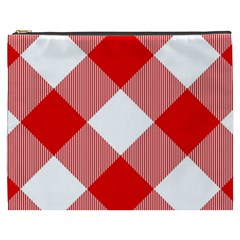 Red And White Diagonal Plaids Cosmetic Bag (xxxl) by ConteMonfrey