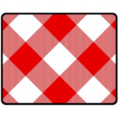 Red And White Diagonal Plaids Double Sided Fleece Blanket (medium)  by ConteMonfrey