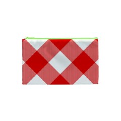 Red And White Diagonal Plaids Cosmetic Bag (xs) by ConteMonfrey